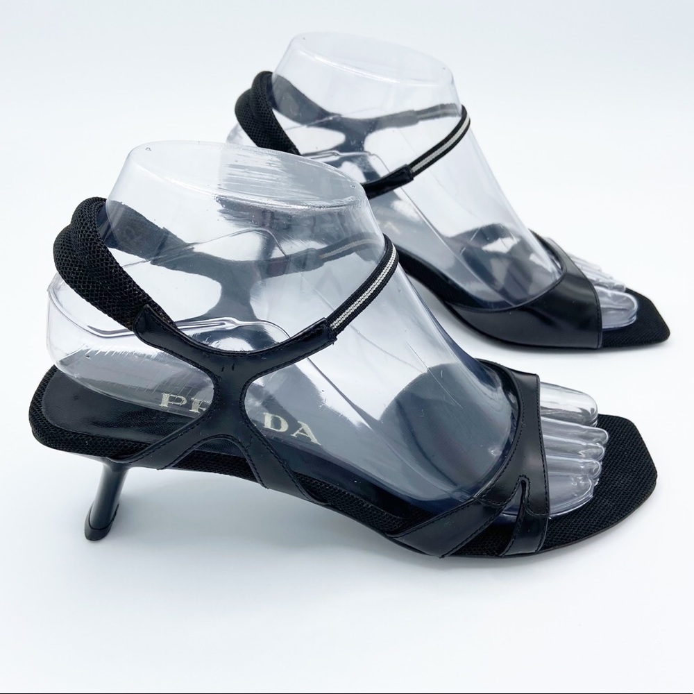 Prada Slingback Nylon Kitten Heeled Sandals Size 37